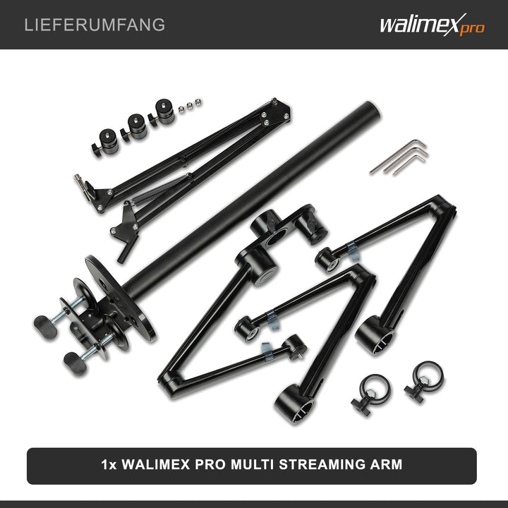 Walimex pro Flexibles Mikrofon Boom Arm Tischstativ Ständer zur Befestigung von Kamera, LED bis 2kg