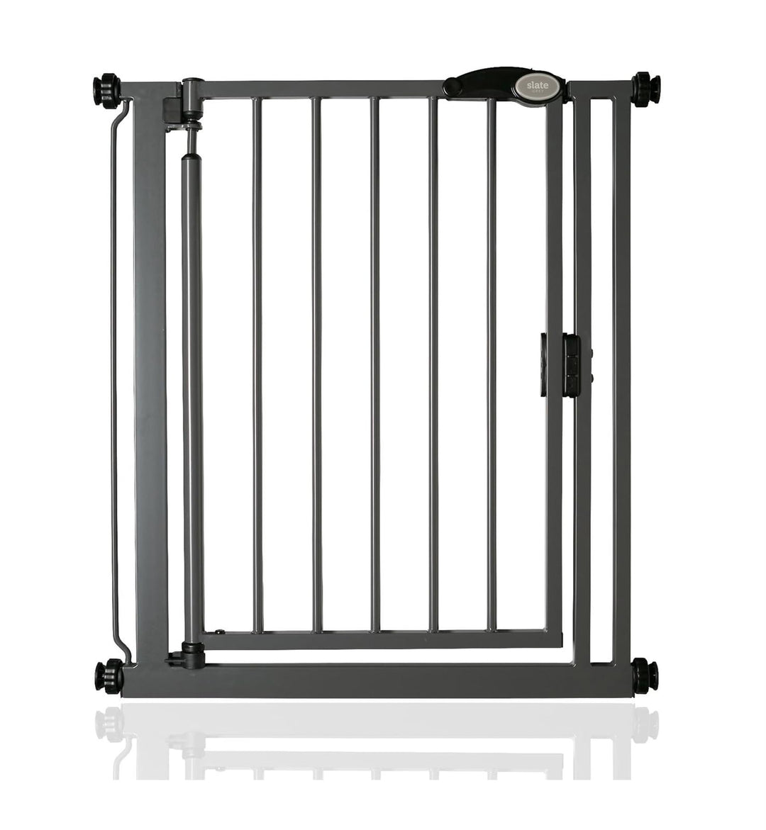 Safetots Druckmontage Selbstschliessendes Treppengitter, Schmal, 68.5cm - 75cm, Schiefergrau, Automa