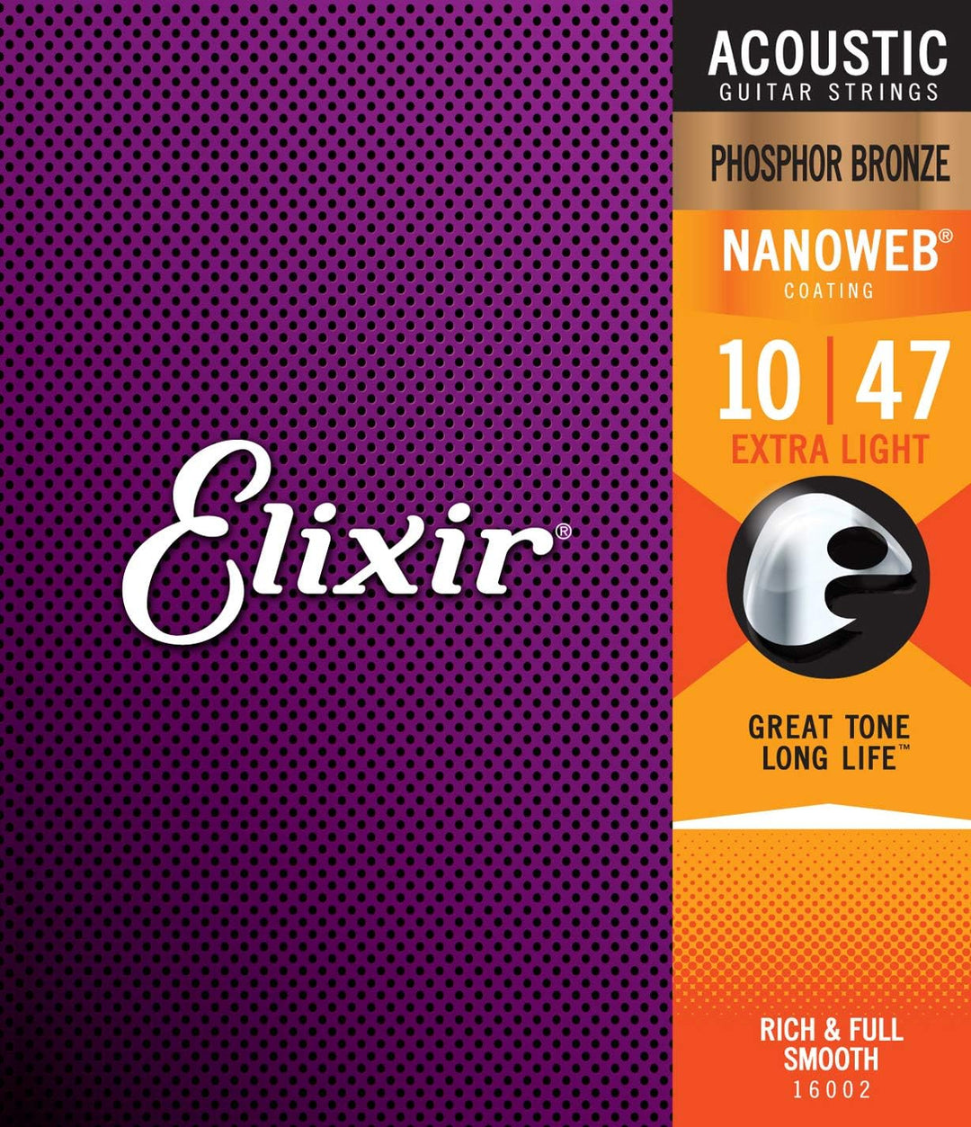 Elixir® 11002 Saiten 80/20 Bronze Akustik-Gitarrensaiten mit NANOWEB® Beschichtung, Extra Light &amp; 16