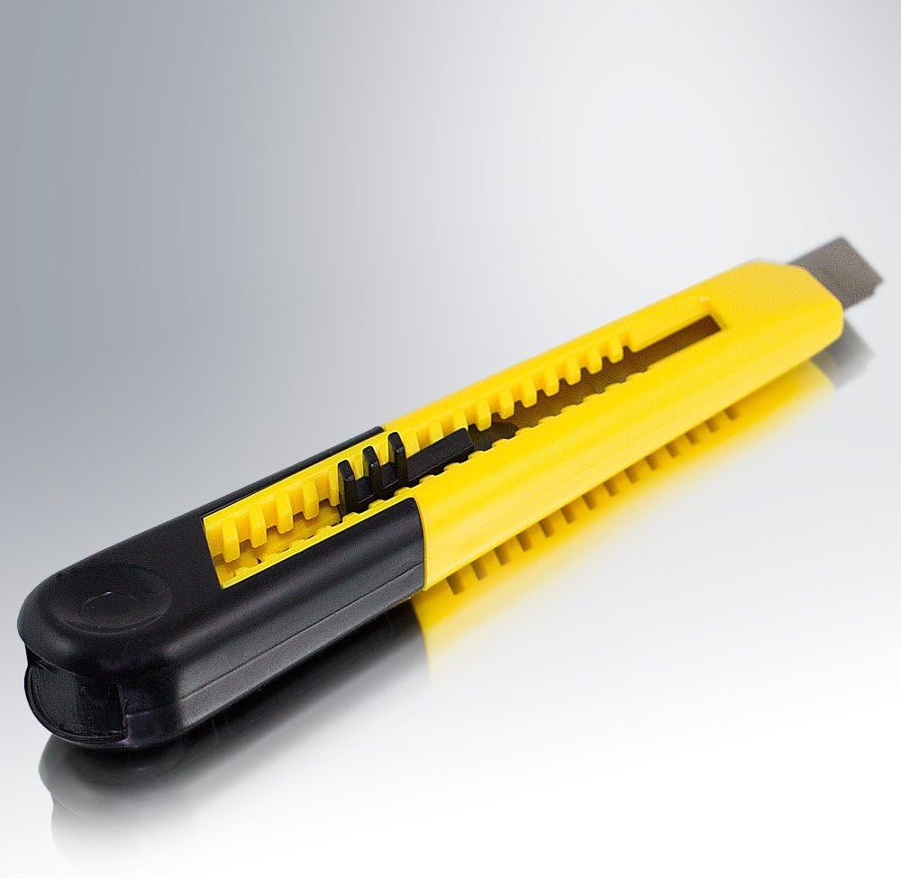 Cuttermesser Teppichmesser Kartonmesser Yellow inklusive Cutterklingen 18mm (25 Messer / 1000 Klinge