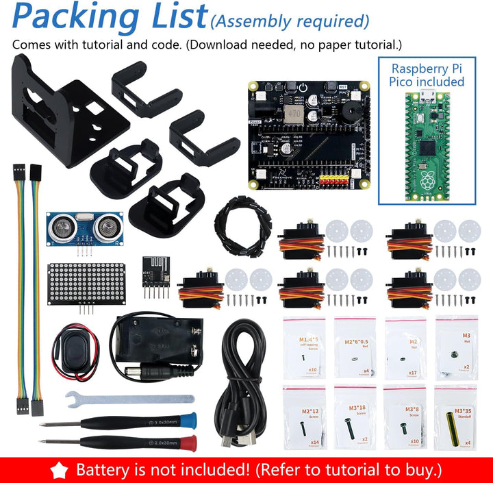 Freenove Bipedal Robot Kit for Raspberry Pi Pico (Included) (Compatible with Arduino IDE), LED Matri