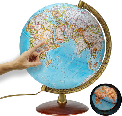 National Geographic - Leuchtglobus im klassischen Stil - 30cm Globus mit stabilem Standfuss und Meta