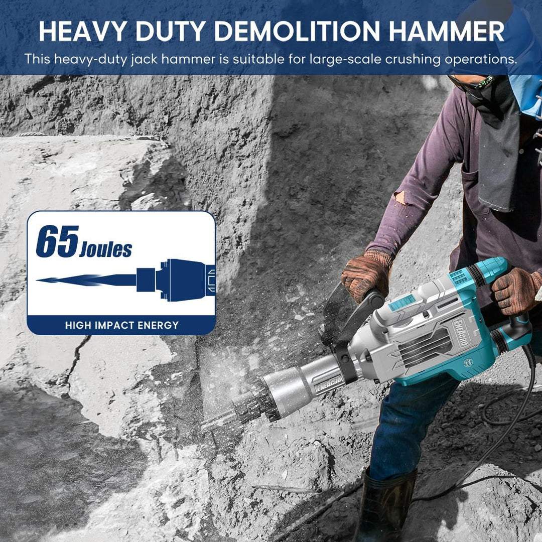 ENEACRO Abbruchhammer 1700W SDS-Hex Stemmhammer, 65 Joule Hochbelastbar Beton Brecher, Anti-Vibratio