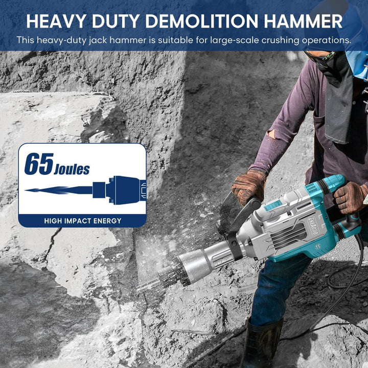 ENEACRO Abbruchhammer 1700W SDS-Hex Stemmhammer, 65 Joule Hochbelastbar Beton Brecher, Anti-Vibratio