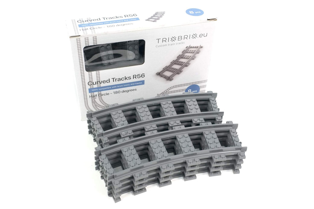Trixbrix.eu Curved Tracks R56 Compatible with Lego City Train Sets 60197 60198 10277 60205 60238 603