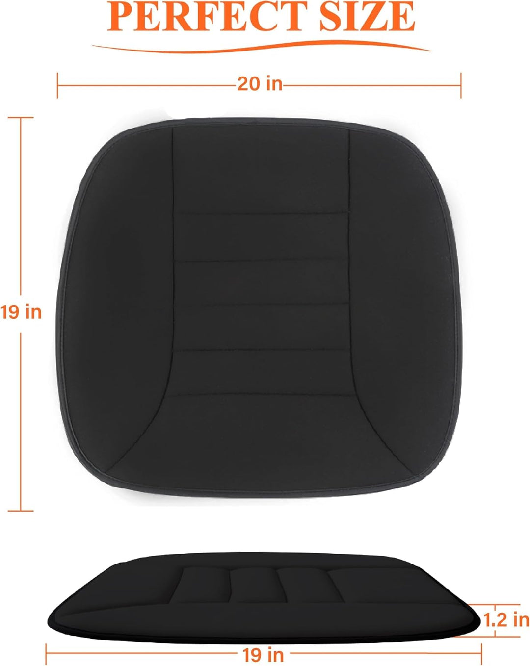 kingphenix Auto Sitzkissen mit 3,0 cm Komfort Memory Foam Sitzkissen für Auto und Bürostuhl - Schwar