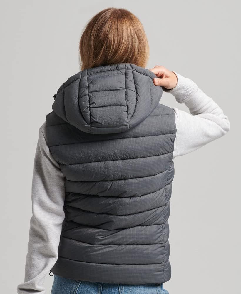 Superdry Code Mountain Fuji Damen-Weste, gepolstert, anthrazit, Grösse 38, anthrazit, 36