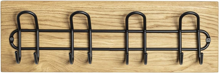 HAKU Möbel Wandgarderobe, Massivholz, eiche geölt-schwarz, B 60 x T 10 x H 20 cm