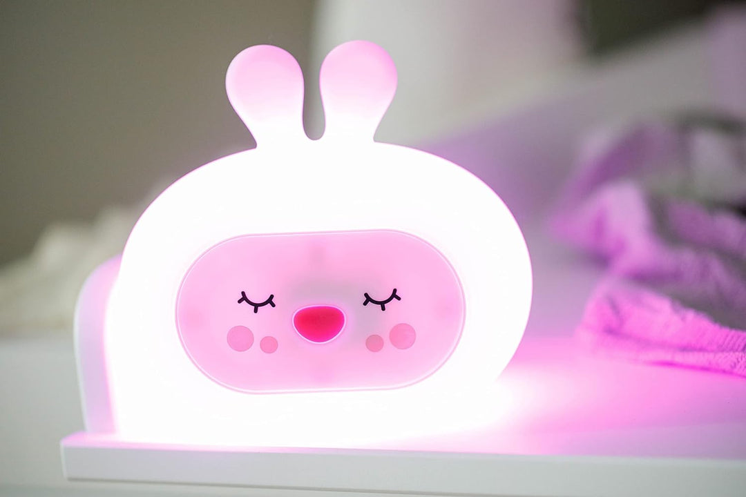 InnoGIO GIOsleepy Bunny, Nachtlicht Hase mit Musik für Kinder aus Weichem Silikon, mit 8 Farben &amp; Me