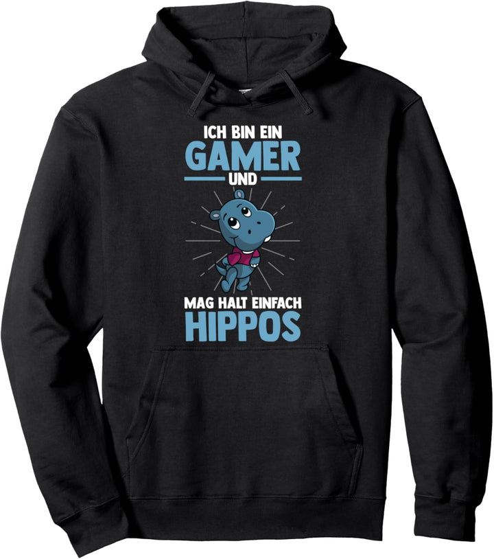 Gamer Hippo Gaming Zocken Zocker Flusspferd Pullover Hoodie