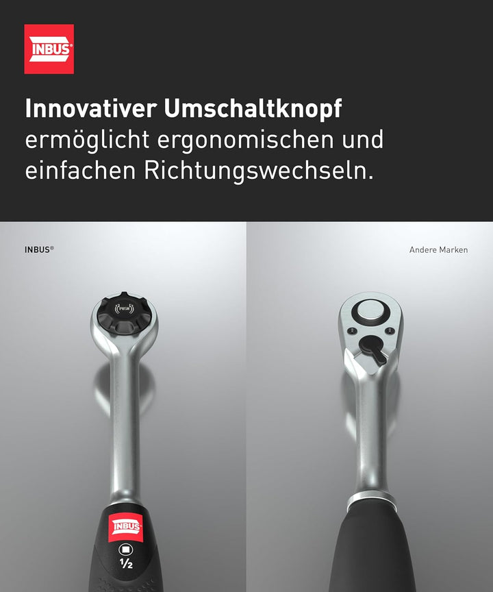 INBUS® 74087 Ratsche 1/2", mit Feinverzahnung (72 Zähne), 1/2"