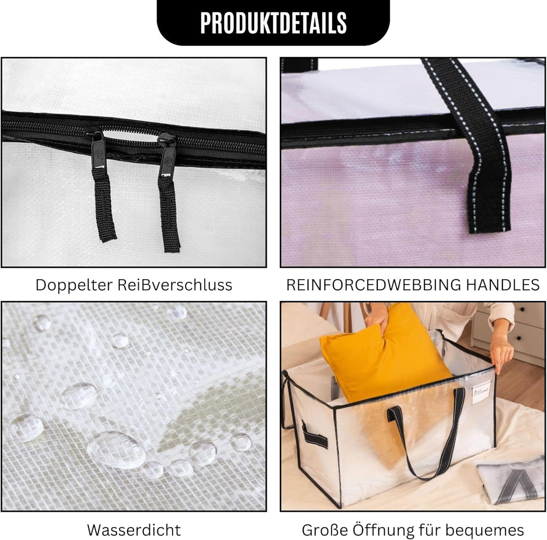 VENO Umzugstaschen 8 Stück Aufbewahrungstasche mit Griffe und Reissverschlüssen, Kleideraufbewahrung