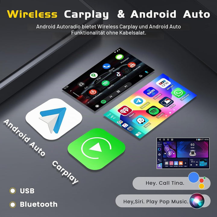 Inefala 4G+64G Android 15 Autoradio für VW Polo Golf Caddy Tiguan Touran Passat Seat mit Wireless Ca