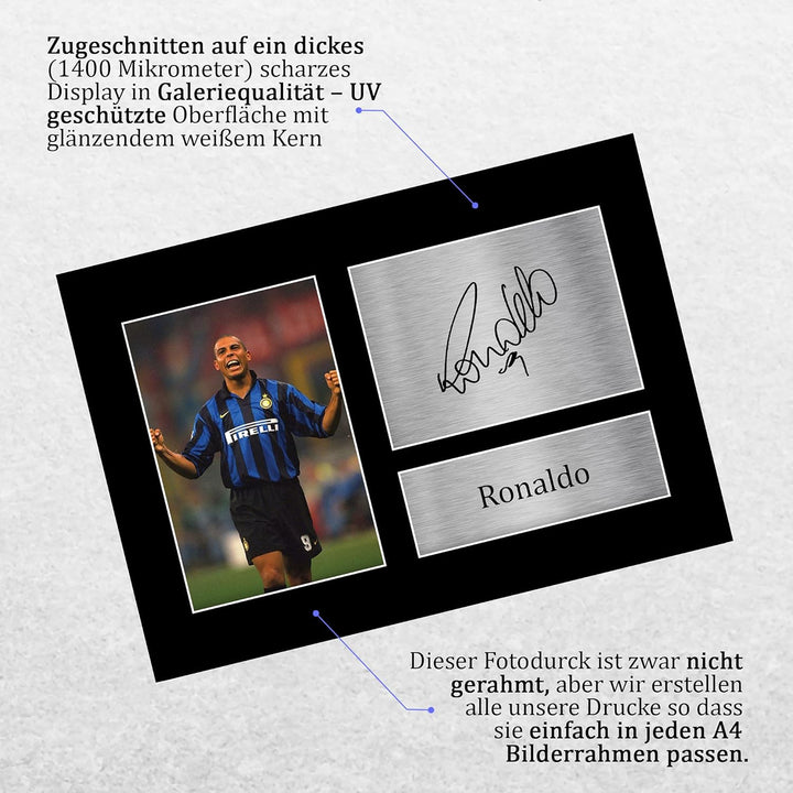HWC Trading A4 Ronaldo Inter Milan Gifts gedrucktes signiertes Autogramm Bild für Fussballfans und F
