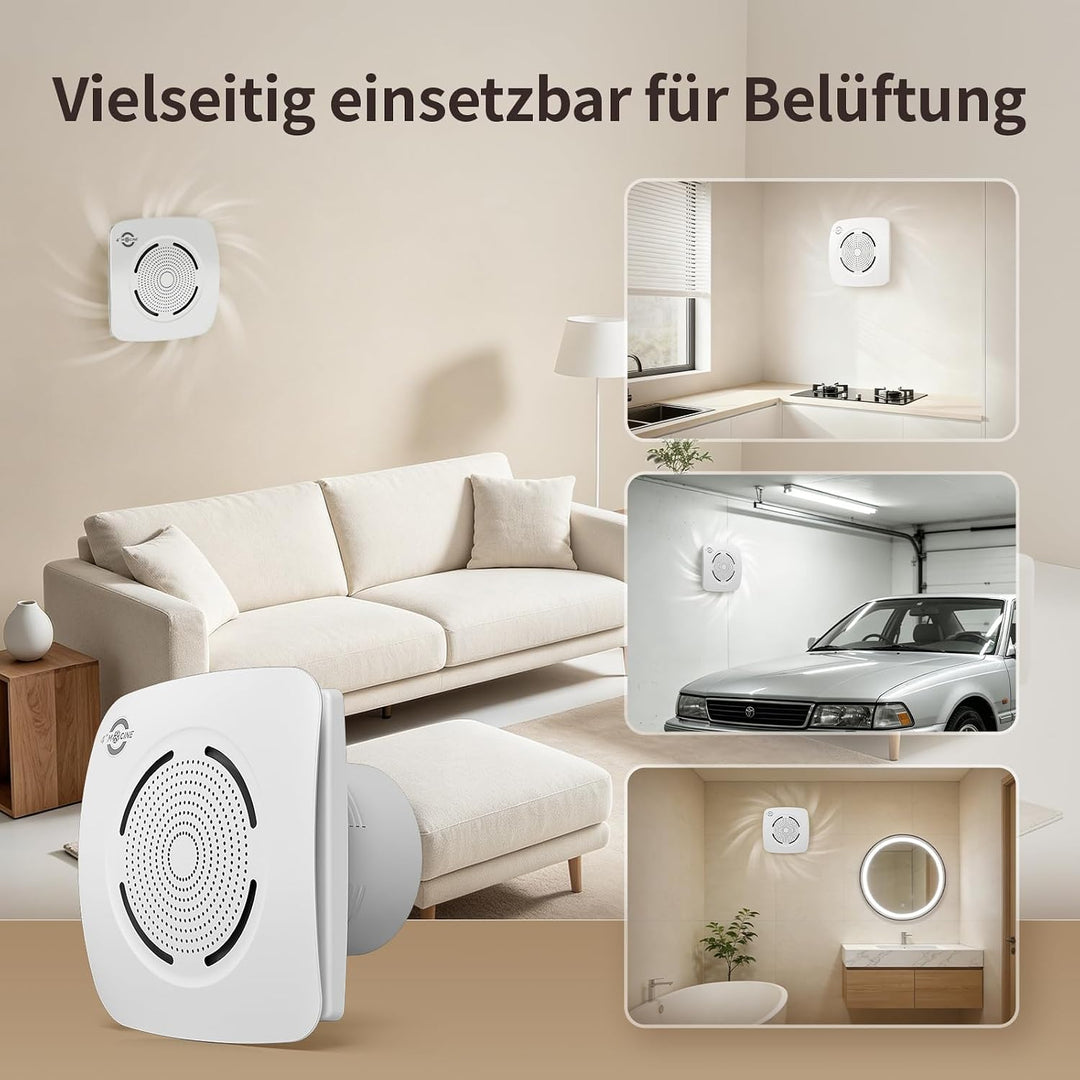 MOCINE Badlüfter 100 mm, 130 m³/h Badezimmer Abluftventilator, Weiss | 50% PC+ABS, Doppelkugellager,