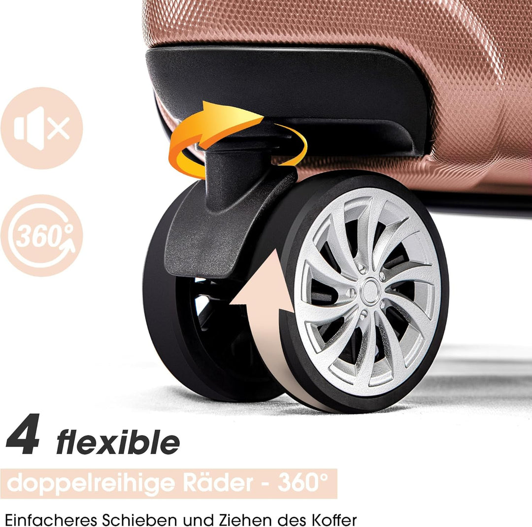 Merax Kofferset 3 Teilig Hartschale, Hartschalenkofferset Reisekofferset Gepäck, Erweiterbar Trolley