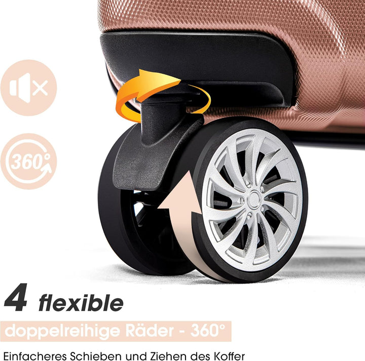 Merax Kofferset 3 Teilig Hartschale, Hartschalenkofferset Reisekofferset Gepäck, Erweiterbar Trolley