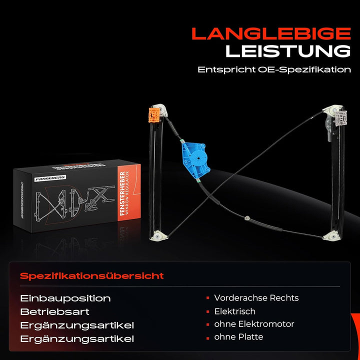 Frankberg Fensterheber Elektrisch Ohne Motor 4/5-Türer Vorne Rechts Kompatibel mit A4 8E2 B6 8EC B7