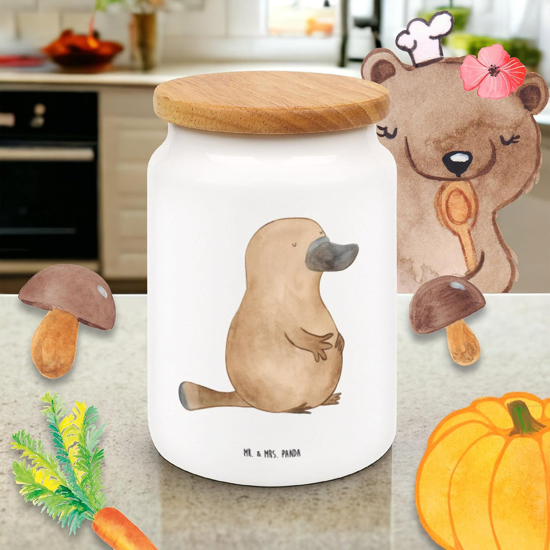 Mr. &amp; Mrs. Panda Dose Schnabeltier Mut - Geschenk, Weltreise, Neuanfang, Keksdose, Meer, Lebensweish