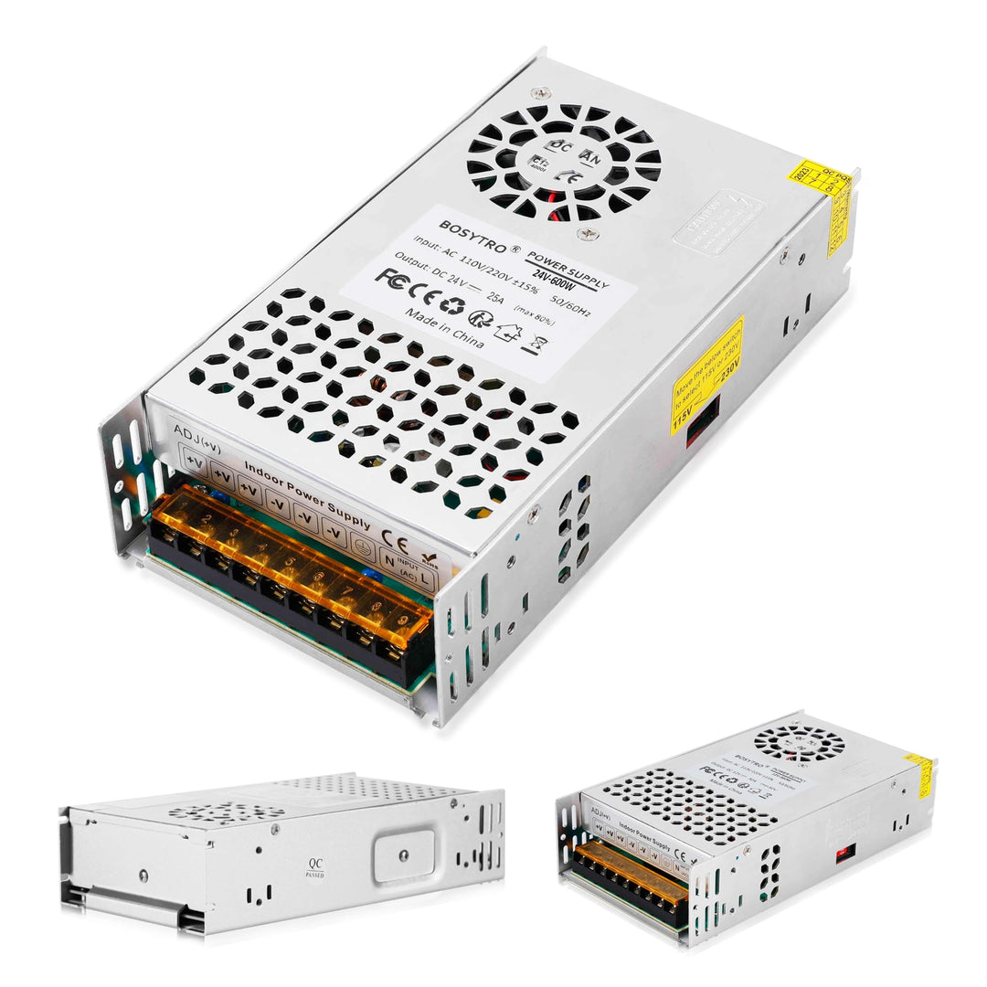 BOSYTRO 24V 25A 600W Schaltnetzteil, 24V Universal geregelter Netzteil AC110V / 220V (SMPS) LED Traf