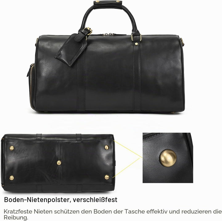 LUUFAN Leder Reisetasche grosse Kapazität Duffel Gepäcktasche mit Schuhfach, Männer Frauen Umhängeta