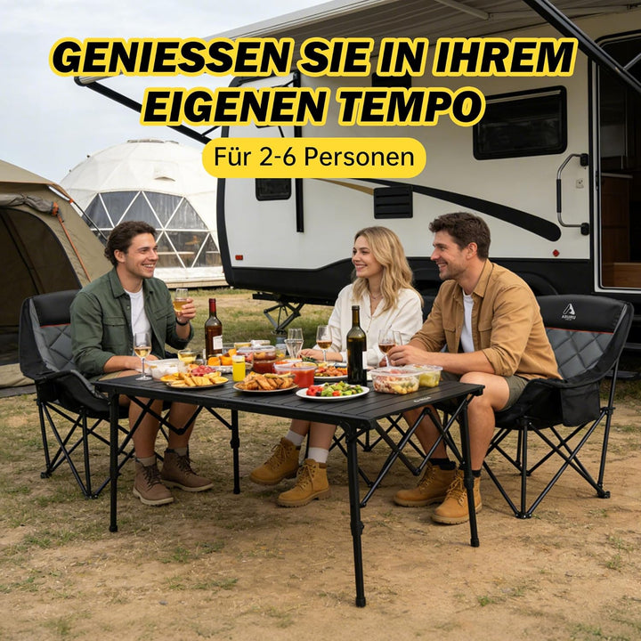 Campingtisch 128×60.5cm Höhenverstellbar Aluminium Klapptisch Tisch Camping Picknicktisch Schwarz, S