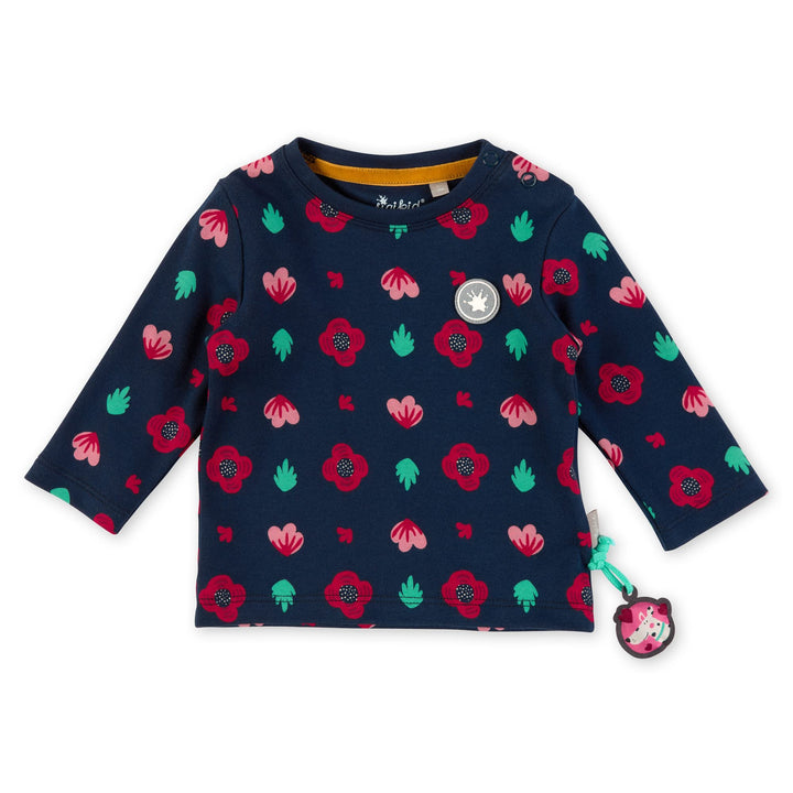 Sigikid Baby-Mädchen Langarmshirt aus Bio-Baumwolle T-Shirt 62 Dunkelblau-rot/Geblühmt, 62 Dunkelbla