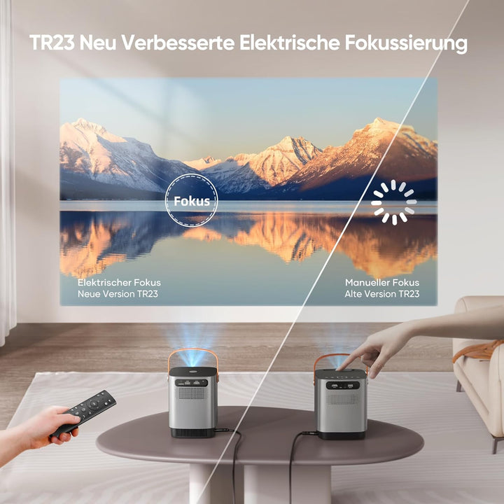 Mini Beamer 1080P Full HD WiFi Bluetooth, 13000 Lumen Klein Tragbarer Beamer, TOPTRO LED Heimkino Vi