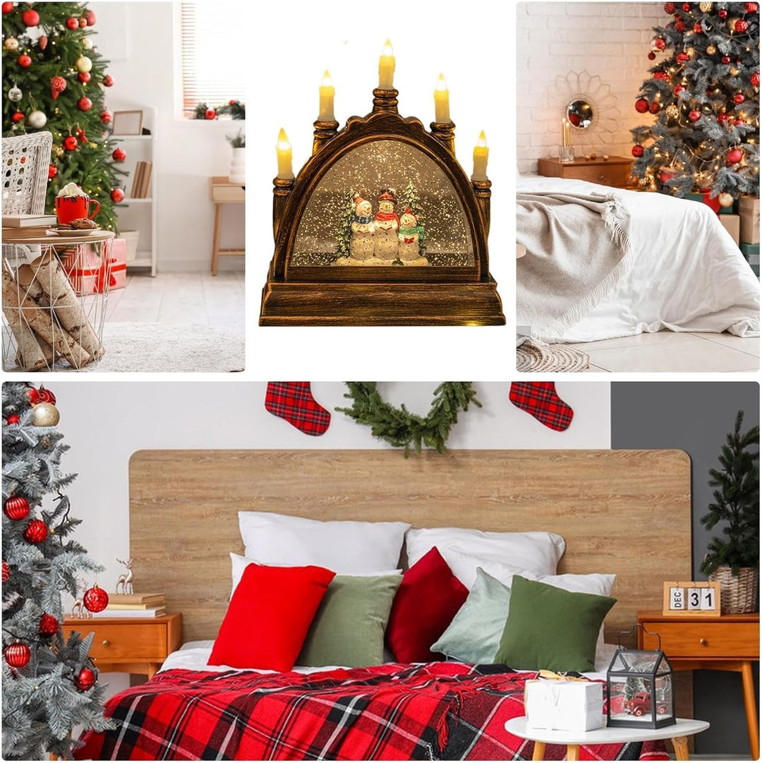 Christmas Snow Globes Winter | Lighted Christmas Snow | Winter Scene Music Lantern | Glittering Wate