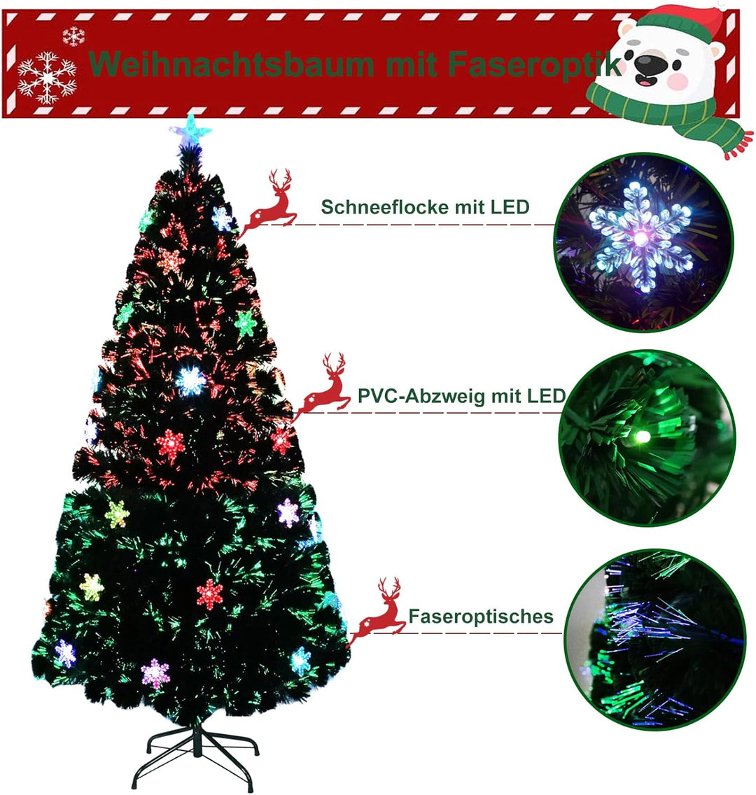 LZQ PVC Weihnachtsbaum Künstliche 120cm/ 4 ft mit Weihnachtsbäume mit LED Beleuchtung Glasfaser und