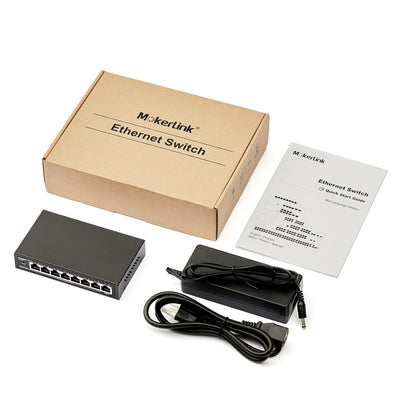 MokerLink 8 Port PoE Gigabit Managed Switch, 7 GE PoE Port, 1 GE Uplink, IEEE802.3af/at, 96W Power S