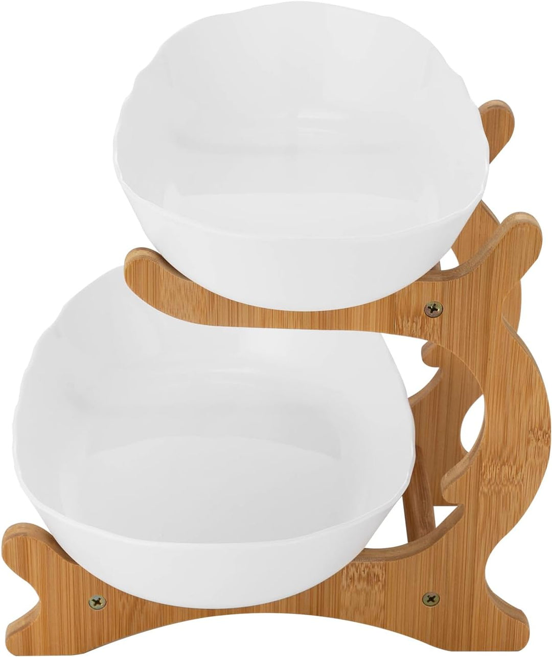 2-stöckige Obstschale Keramik Obst Etagere mit 2 Etagen Platzsparendes Obstkorb Etagere Obstkorbstän