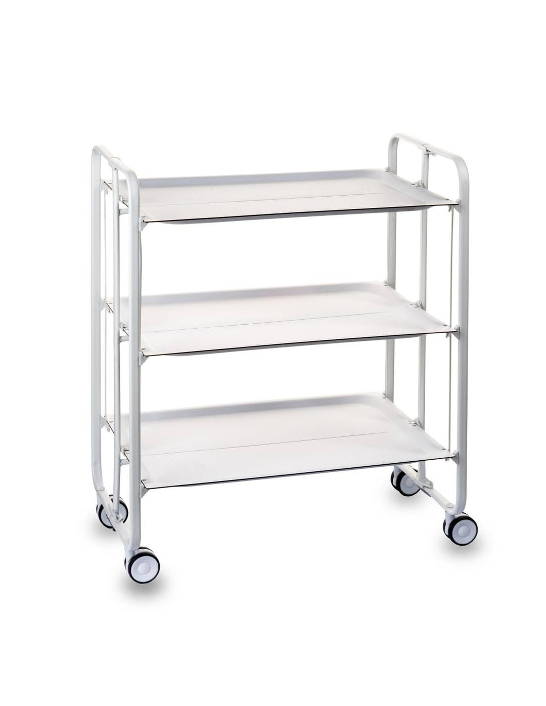 DON HIERRO - Bauhaus Rolltisch, klappbar, 3 Ablagen, Gestell weiss 43 Weiss, 43 Weiss