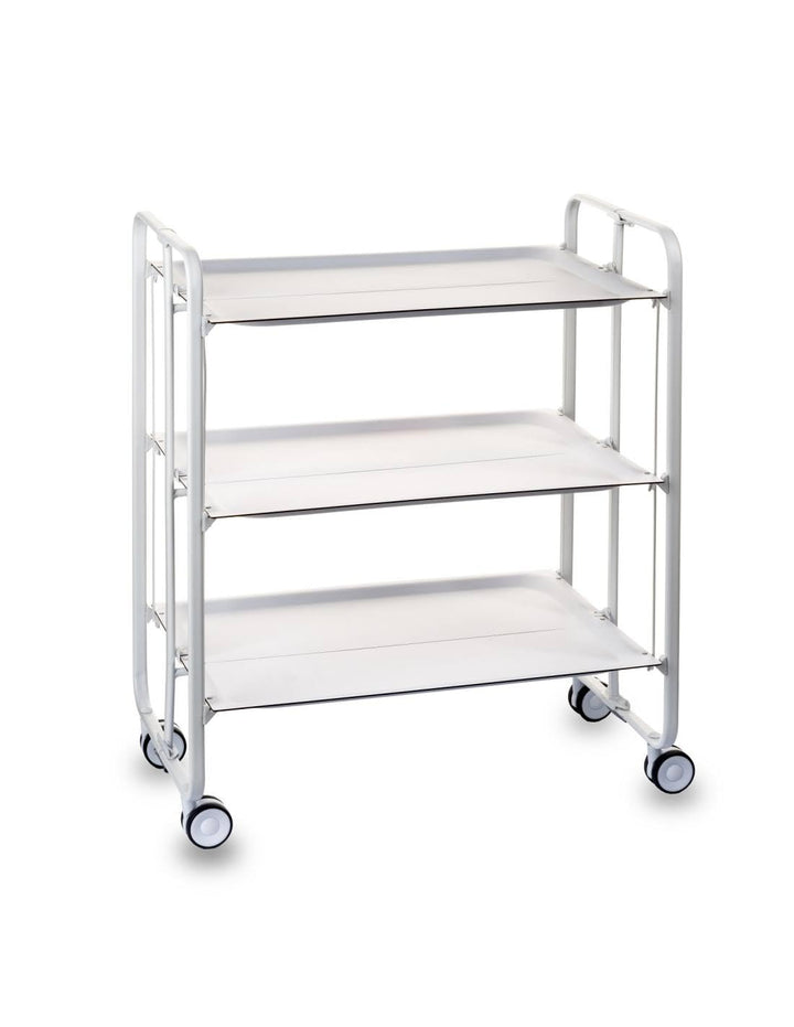 DON HIERRO - Bauhaus Rolltisch, klappbar, 3 Ablagen, Gestell weiss 43 Weiss, 43 Weiss
