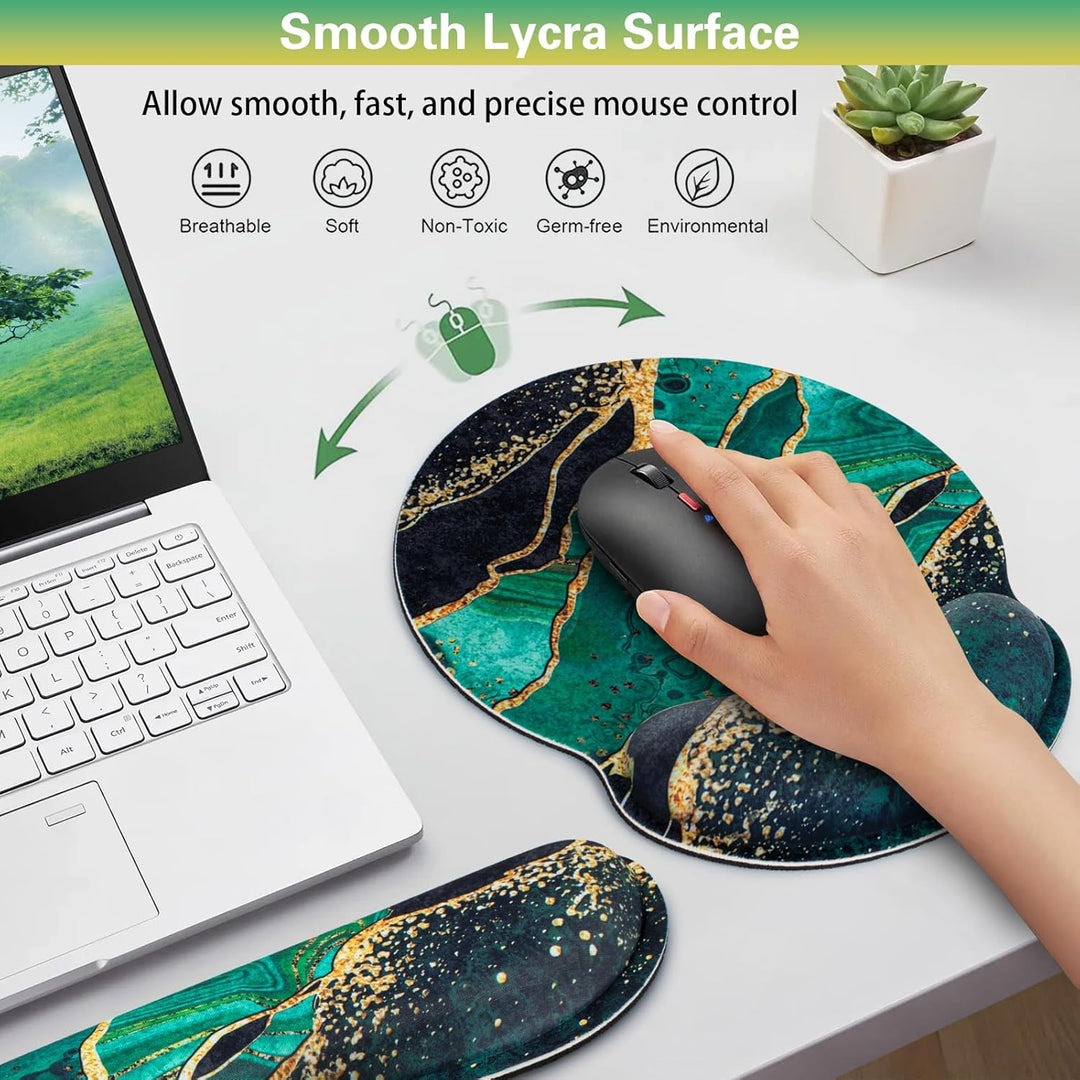 Acezeek 3-in-1 Mousepad Set,Mauspad mit Gelkissen+Handballenauflage Tastatur+Untersetzer,Mauspad XXL