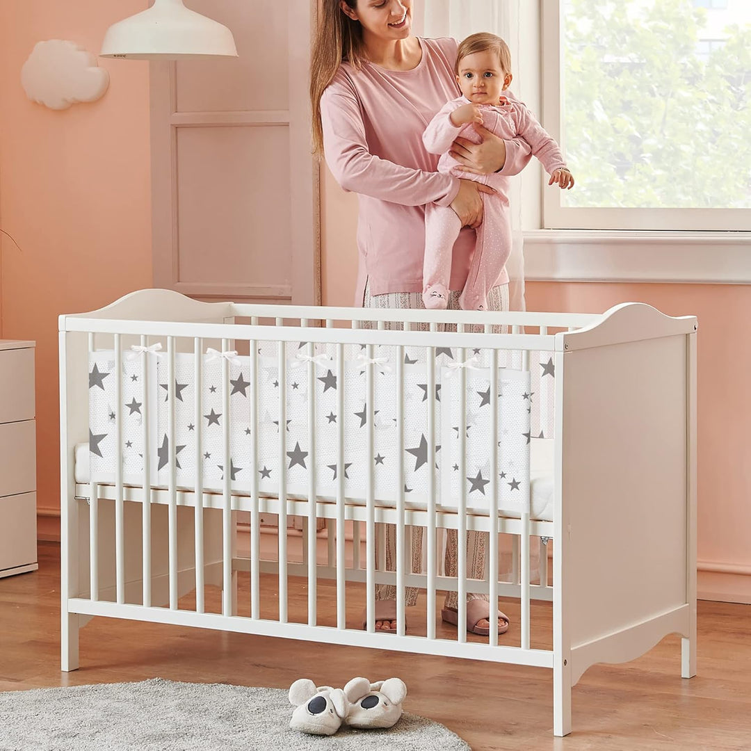 WYSWYG® Atmungsaktive Babybett Umrandungen für Sicherheit &amp; Komfort, Premium Bettumrandung Babybett