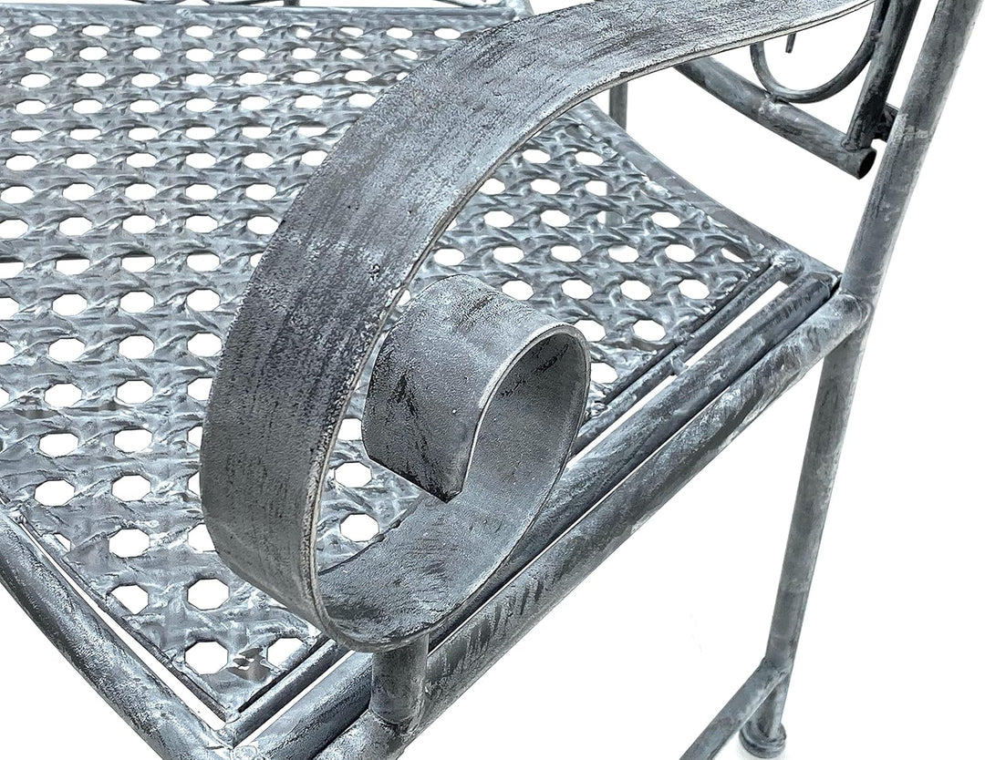 DanDiBo Sitzbank Halbrund Metall Wetterfest Grau 130 cm Baumbank 96013 Gartenbank Parkbank Eisenbank