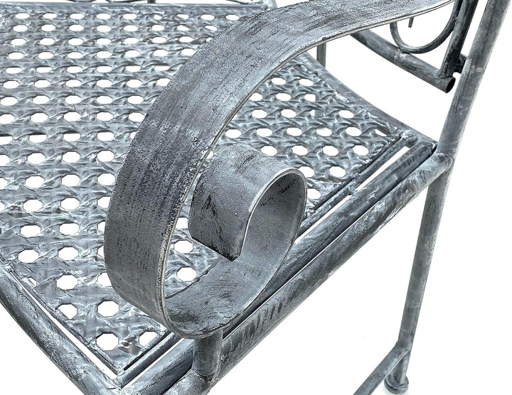 DanDiBo Sitzbank Halbrund Metall Wetterfest Grau 130 cm Baumbank 96013 Gartenbank Parkbank Eisenbank