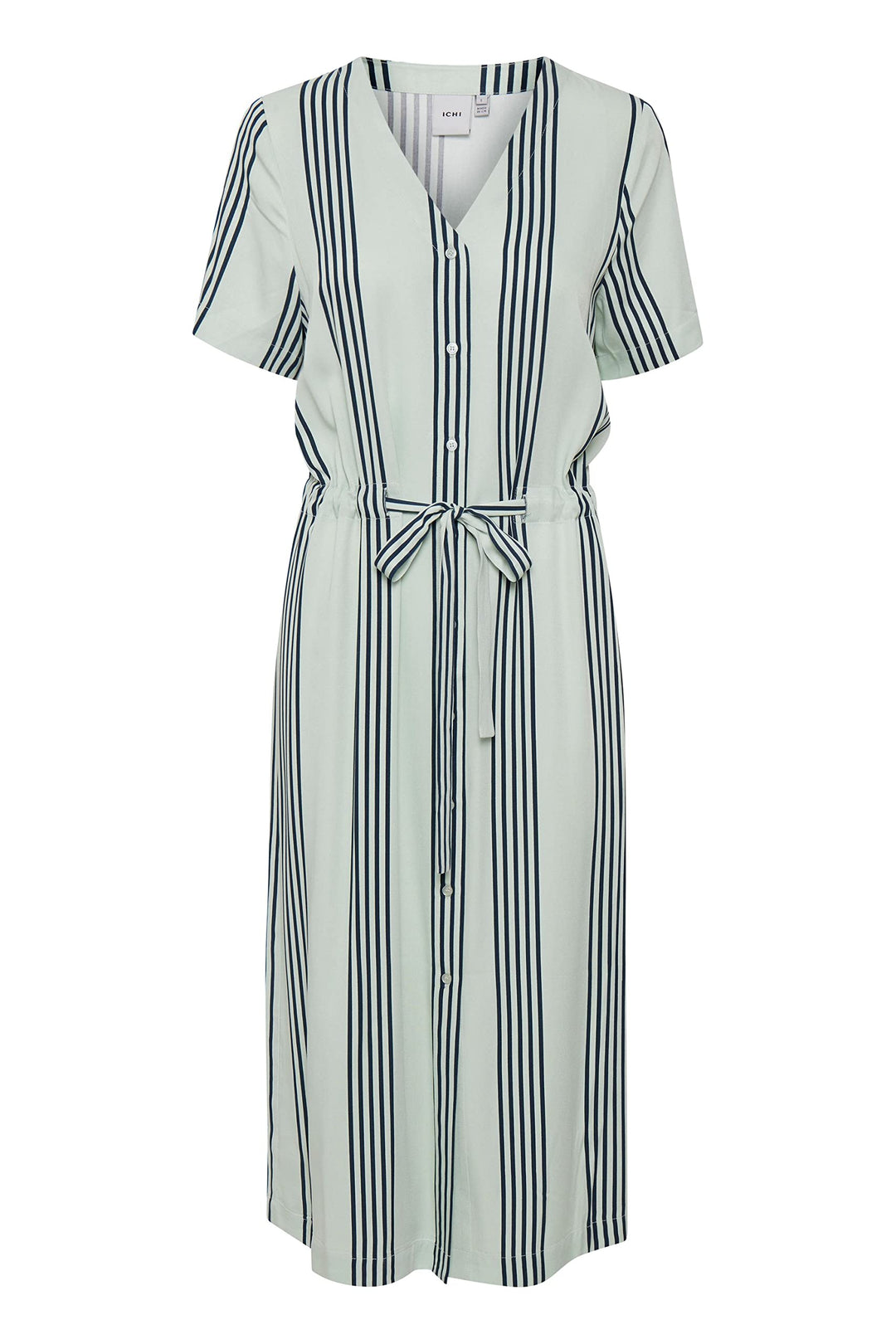 ICHI IHEA DRDamen Freizeitkleid Kleid mit V-Ausschnitt Kurzarm gestreift L Dewkist (130107), L Dewki