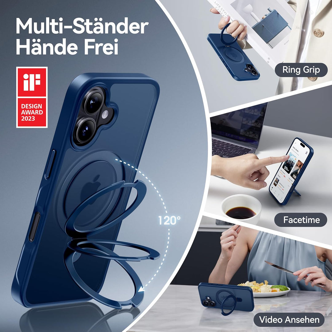 CASEKOO MagicStand für iPhone 16 Hülle mit MagSafe [Unsichtbarer Ständer] [MIL-STD-810H Militärstand