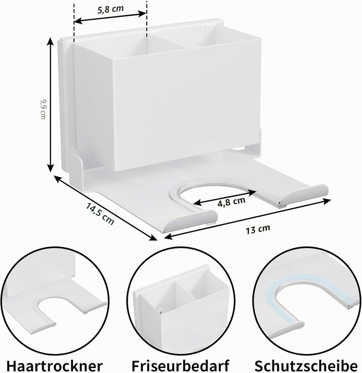 Fönhalter Ohne Bohren - Metall Wandhalterung für Dyson Airwrap &amp; Föhn, Stabile Badzubehör Aufbewahru