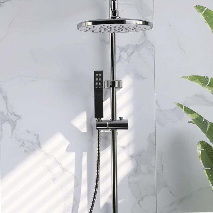 Duschkopf mit Schlauch Handbrause Dusche – Wassersparend Quadratisch Schwarz, 1.5m Schlauch, 44 Anti