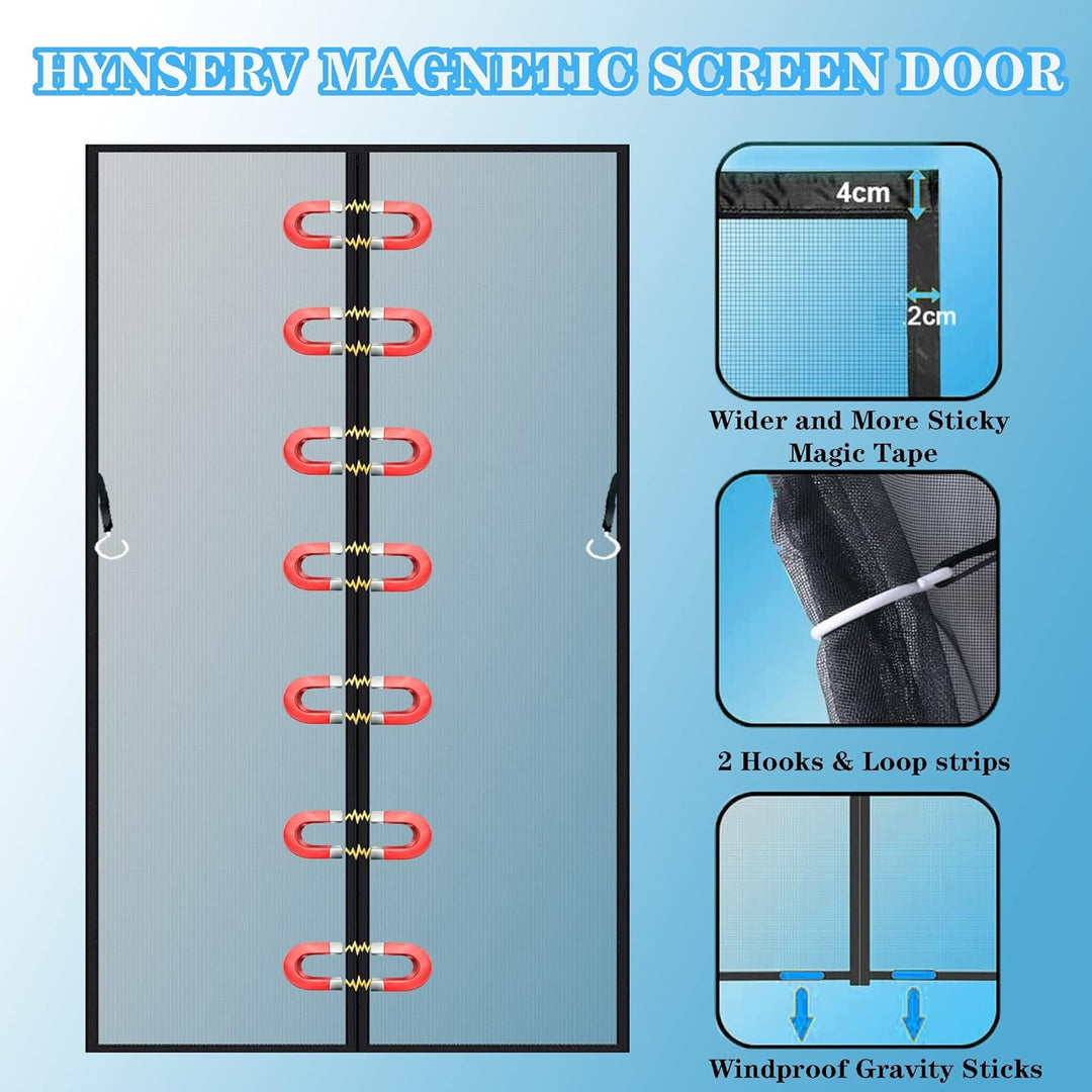 Fliegengitter Tür Magnet 140x200cm Schwarz Magnet Fliegenvorhang - Kinderleichte Klebemontage Ohne B