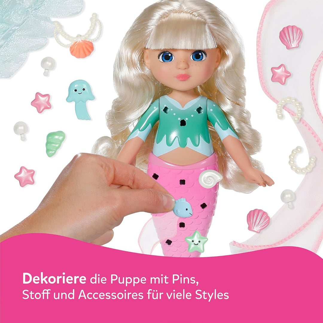 Baby Born Glam Up Sparkle, Meerjungfrau mit Langen blonden Haaren mit UV-Farbeffekt, zum Stylen mit
