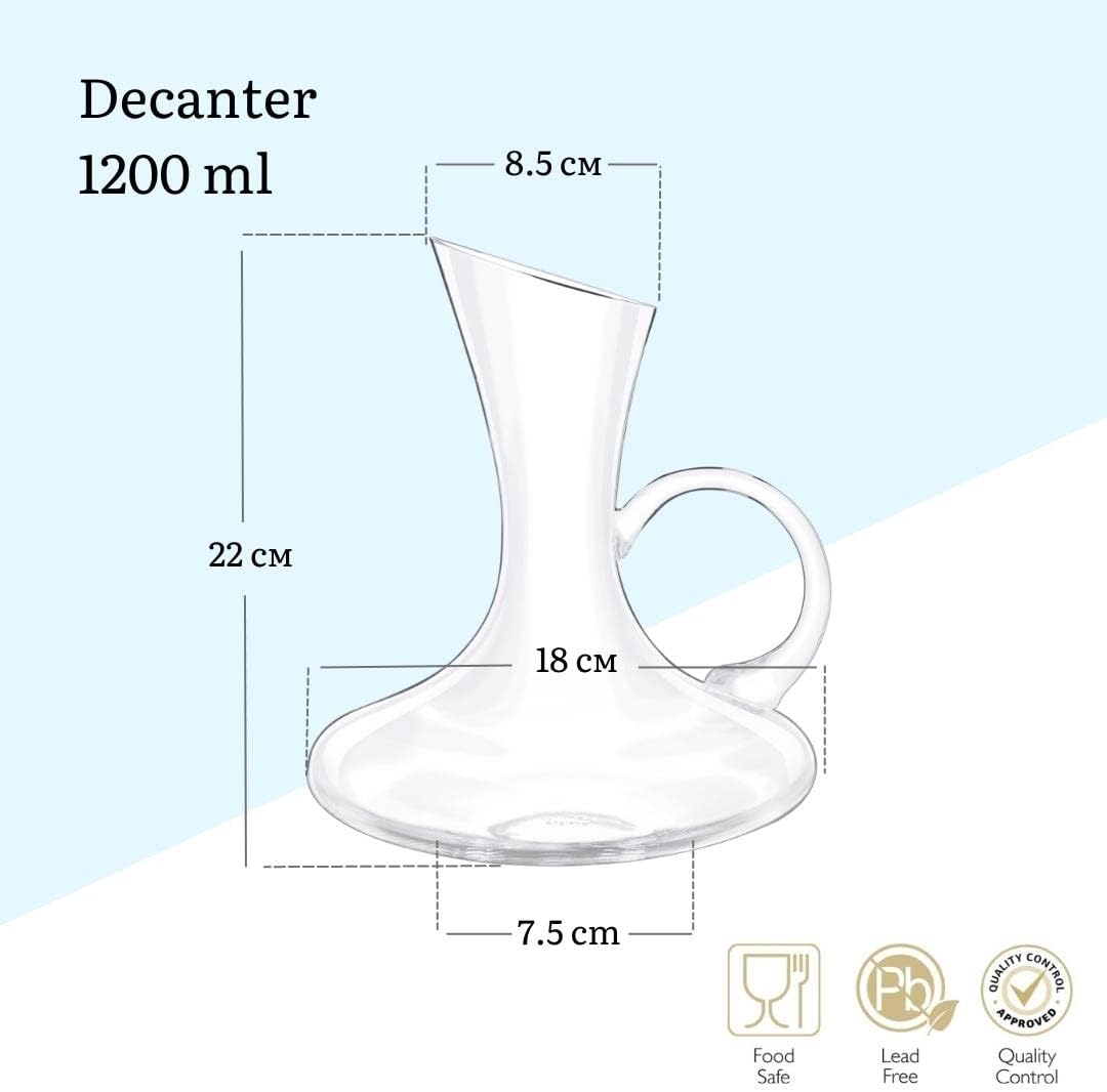 Wilmax Rotwein-Dekanter | 1200 ml | Wein-Karaffe aus Glas | Wein-dekantierer | Weinkaraffe | Dekanti