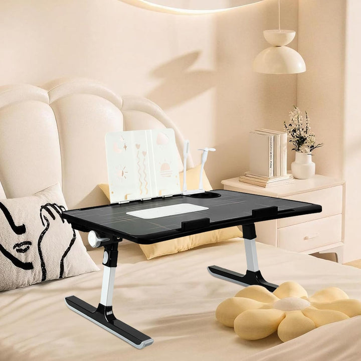 OHMG Laptop-Bett, höhenverstellbar und Winkel, faltbar, neigbar, mit Kühler/USB-Ports/Schublade, für