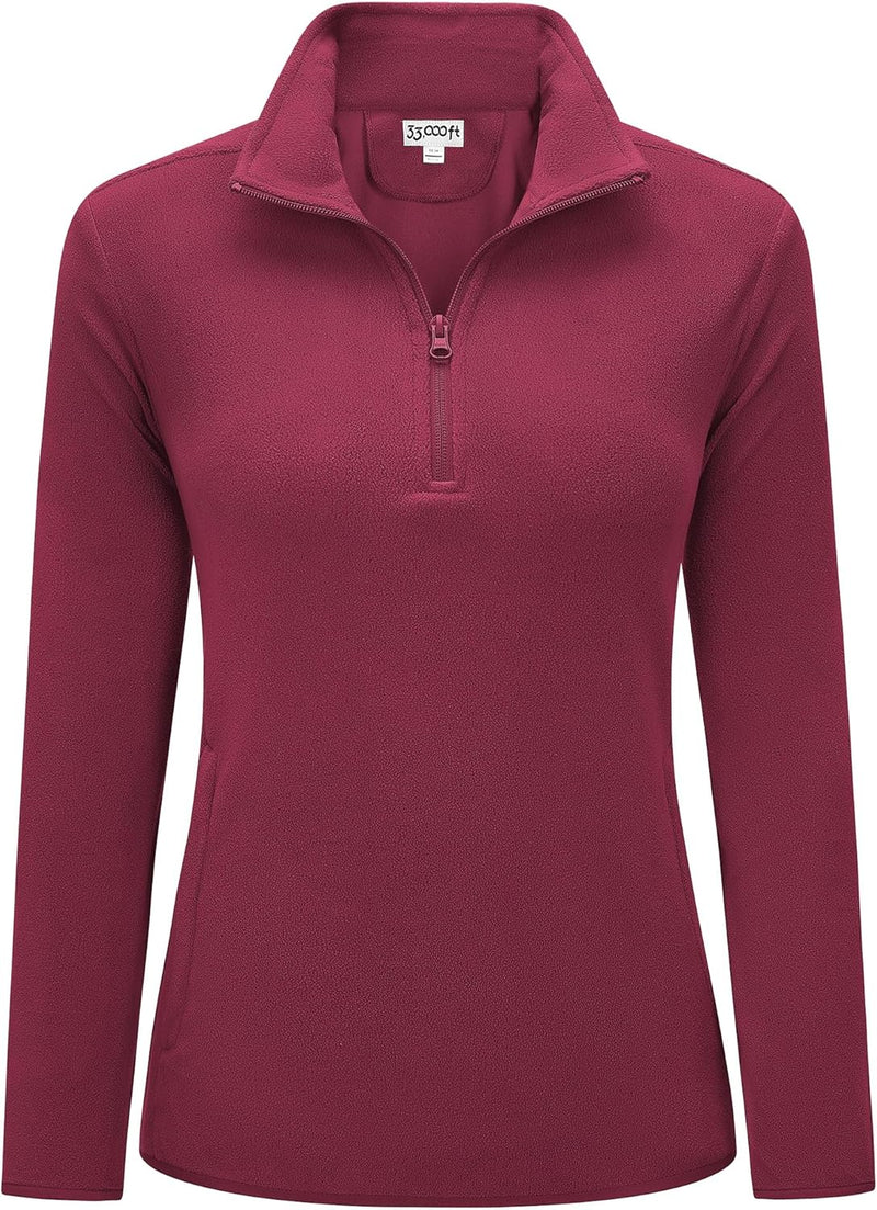 33,000ft Damen Fleece Pullover mit Halbreissverschluss Stehkragen Fleecepullover Sweatjacke Winter W