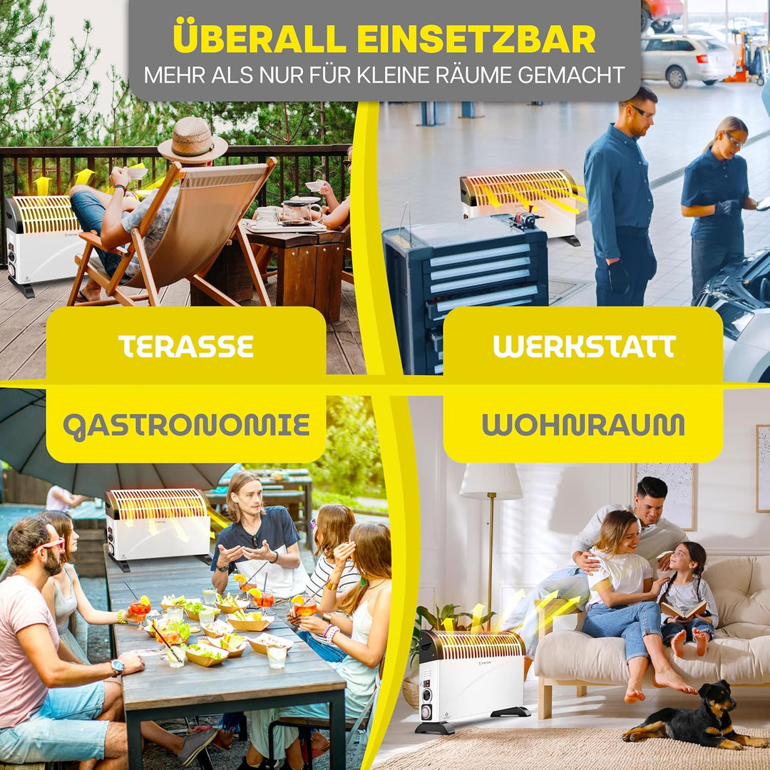KESSER Konvektor 2000 Watt Heizgerät, 24h Timer | stufenlose Thermosteuerung | Turbo Heizung | 3 Stu