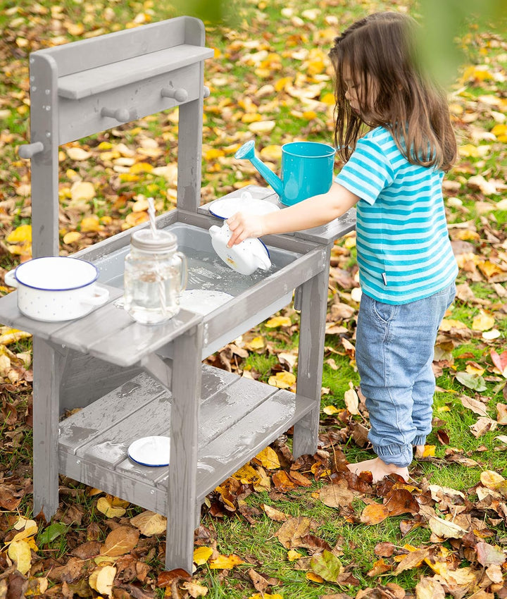 roba Matschküche Midi für Kinder - Outdoor Spielküche für den Garten - mit Behälter für Wasser & San