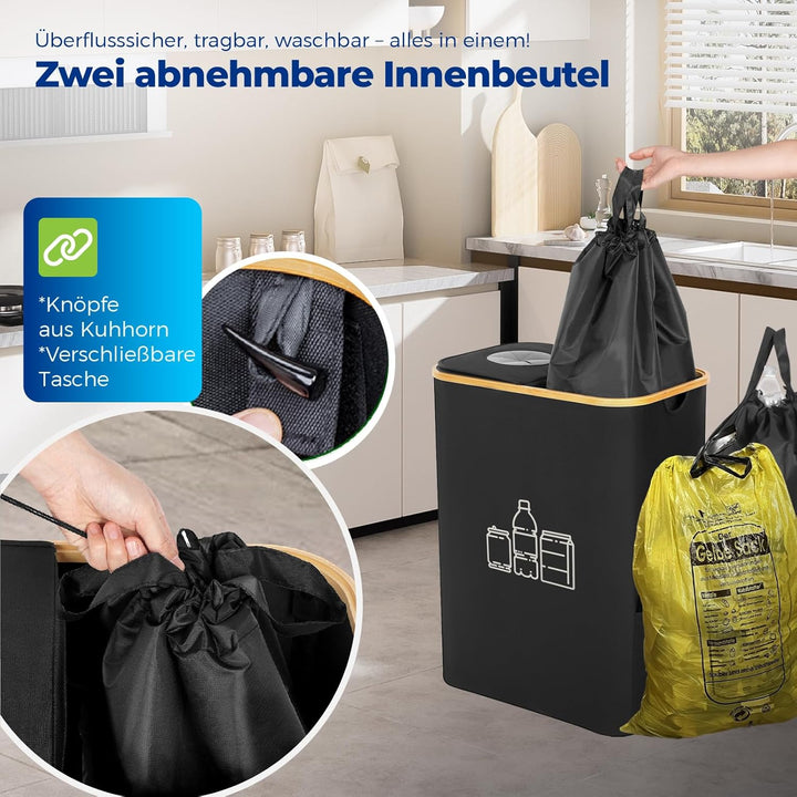 160L Gelber Sack Ständer + Pfandflaschen Sammelbehälter 2-in-1,Für 60L-120L Gelber Sack，Gelber Sack